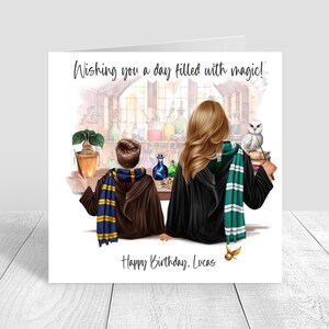 Personalised Boys Wizard Birthday Card,Mum and Son Birthday Card, Grandson Nephew Brother Magic Wizardry,Wand Birthday Card 5th 6th 8th 1672
