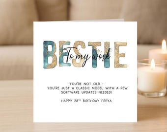 Funny Work Bestie Birthday Card – Personalised Office Friend Card, Coworker Birthday Gift, Humour 40th Birthday Card , Work Friend Card 1991