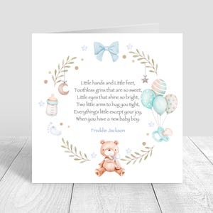 Tarjeta personalizada para recién nacido, hecha a mano, tarjeta para bebé niño, felicitaciones, bienvenida al mundo, tarjeta para recién nacido, azul, tarjeta para bebé niño 1558