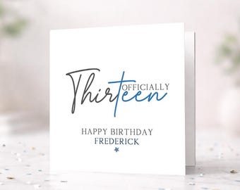 Personalised Boys 13th Birthday Card,Officially A Teen Birthday Greetings card handmade for him Son, Grandson, Nephew, Friend 2201