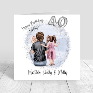 Personalised Mens Birthday Card Handmade Card, Dad & Daughter Birthday Card, Cards for Dad, Greetings Card, Happy Birthday 30th 40th 1590