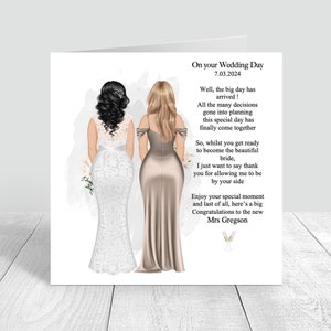 Personalisiert an Ihrem Hochzeitstag handgemachte Karte für beste Freundin / Schwester / Cousine Verschiedene Frisuren Hochzeit Morgenkarte 1120