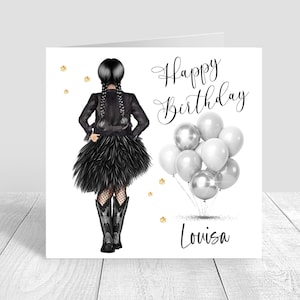 Personalised Gothic Girl Birthday Card, Happy Birthday Card, Goth Girl, Greeting Card, Daughter, Granddaughter, Niece, 12th 13th 14th 1525