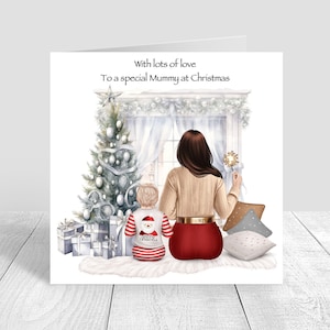 Personalisierte Familienweihnachtskarte, Eltern und Kind Weihnachtskarte Weihnachtsgeschenke Weihnachtsgeschenk, Von der Familie Handmade Christmas 681