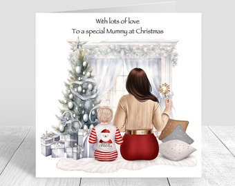 Personalised Family Christmas Card, Parent and Child Christmas Card Christmas Gifts Xmas Present, From the Family Handmade Christmas 681