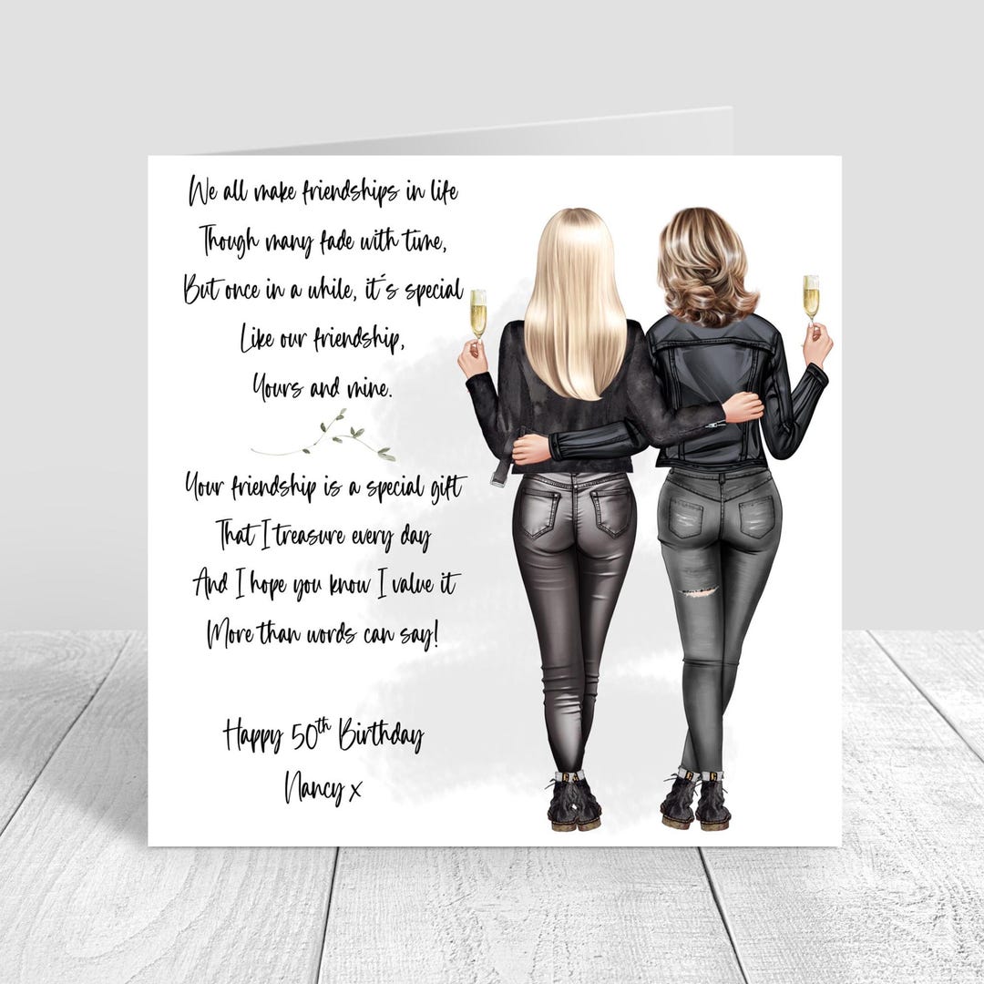 Women's Personalised Best Friend Happy Birthday Handmade Card for ...