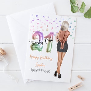 Biglietto personalizzato di buon compleanno per donne 18/21/30° 40° compleanno Figlia Nipote Sorella Cugina Amica Bestie 157