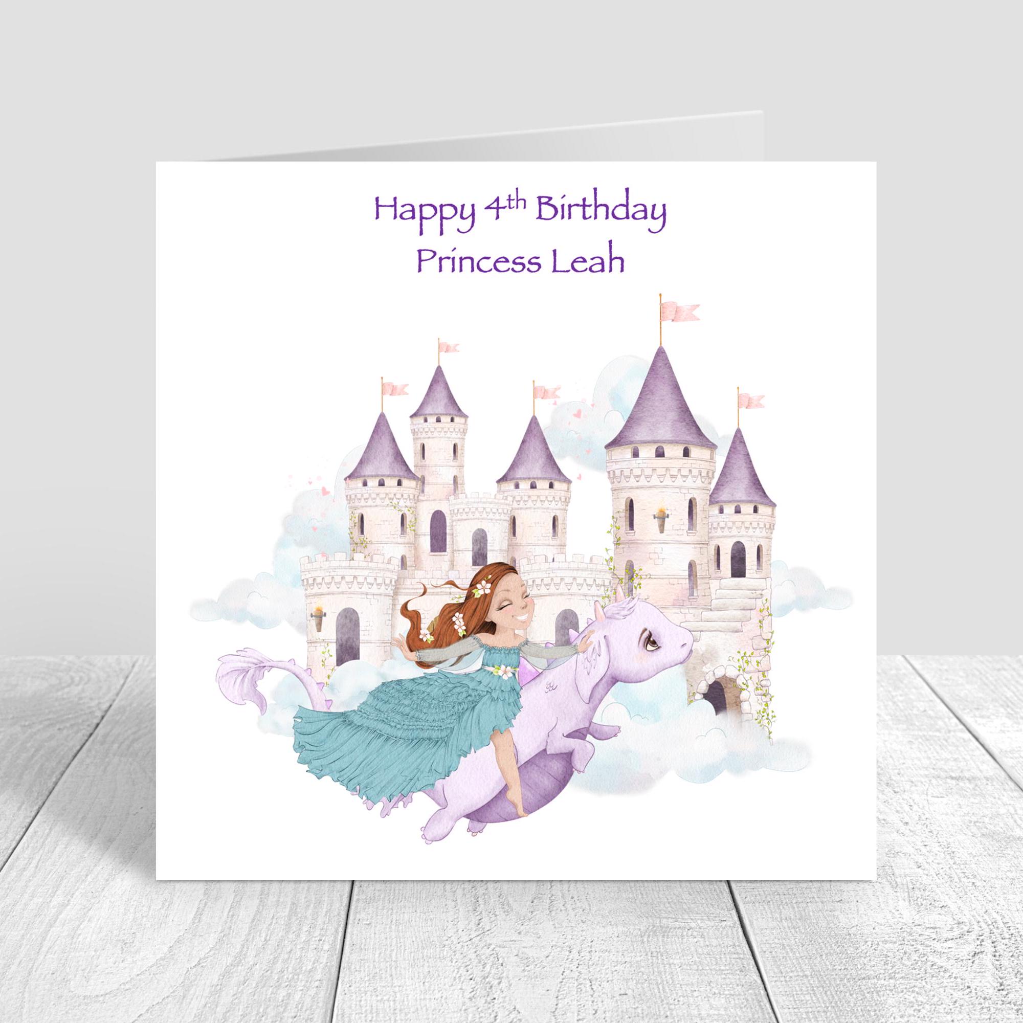 Carte D'anniversaire 9 Ans Pour Fille - Château De Princesse - Carte D