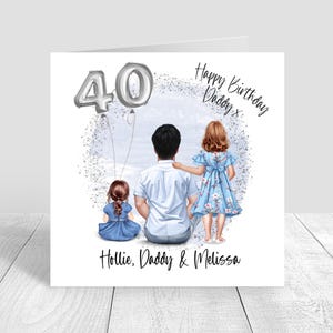 Personalised Mens Birthday Card Handmade Card, Dad & Daughter Birthday Card, Cards for Dad, Greetings Card, Happy Birthday 30th 40th 1729