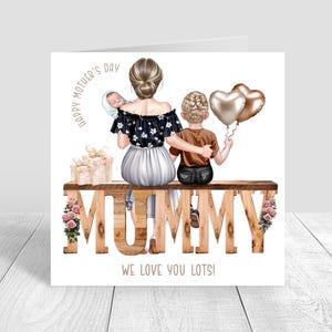 Happy Mother's Day Card Handmade & Personalised Mummy / Mom/ Mum and Son / Daughter With love card Personalized Mothers day Gift 1589