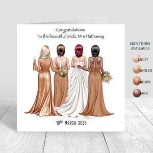 Personalised Wedding Day Card, Bride & Bridesmaids, Rustic Wedding Dresses, Bride Tribe Card Congratulations Greeting Card Newly Weds 1611