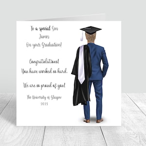 Graduation Son Handgemachte Karte, personalisierte Abschlusskarte, Gut gemacht, Wir sind so stolz auf Sie Handgemachte Abschlussgeschenke * Haare anpassen * 532