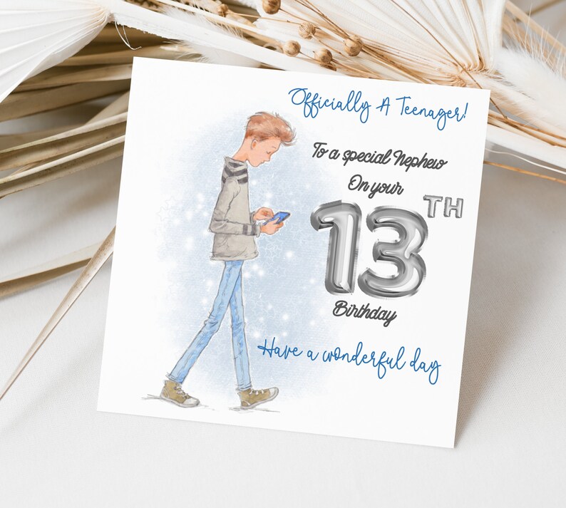 Boys 13th Birthday Card Handmade Personalised Card Officially - Etsy