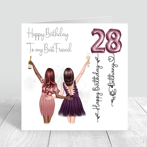 Personalisierte Frauen beste Freundin alles Gute zum Geburtstag handgemachte Karte für ihre Schwester Bestie Cousin 18.21.25.30.35.40.50.60.374
