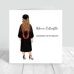 Carte de vœux faite main pour femme | Personnalisé | Félicitations, cadeaux de remise des diplômes PERSONNALISATION DES CHEVEUX
