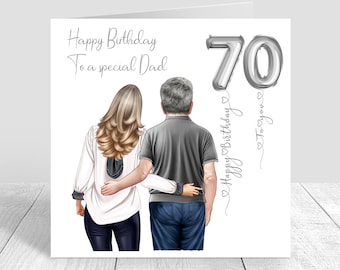Personalised Mens Birthday Card Handmade Card, Dad & Daughter Birthday Card, Cards for Dad, Greetings Card Unique Card 50th 60th 70th 1656