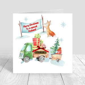 Carte de Noël camion de Noël pour homme/mari faite main et personnalisée | Cadeaux de Noël | Pour hommes
