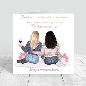 Personalisierte Weihnachtswunschkarte „Frohe Weihnachten und ein glückliches neues Jahr“, Weihnachtskarte für die beste Freundin, Weihnachtskarte für beste Freundin, Schwester und Mutter 591