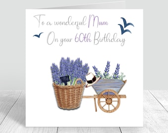 Lavender Womens Personalised Birthday Card Handmade Sister/Friend/Mum/Auntie/Cousin/ 30th 40th 50th 60th 70th