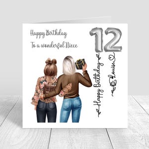 Cartão de aniversário personalizado para meninas para ela, sobrinha, filha, neta, cartão de feliz aniversário feito à mão, irmã, prima, 8º, 12º, 13º, 1338