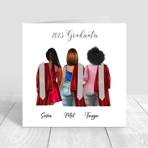 Carte de vœux faite main pour femme | Personnalisé | Félicitations, cadeaux de remise des diplômes PERSONNALISATION Couleur de cheveux et de peau | Bravo | tu l'as fait
