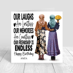 Personalised Asian Birthday Card, Muslim Women's Birthday Card, Handmade  Greeting Card,Customise Hijab/ Headscarf, 21st 30th 40th 50th 1437