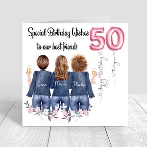 Biglietto di compleanno per donna - Biglietto di compleanno personalizzato, Besties/Sisters/Friends Biglietto di buon compleanno fatto a mano 21° 25° 30° 35° 40° 50° 728