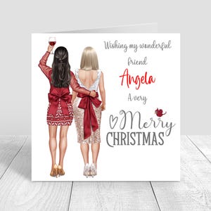 Women's Merry Christmas Card Sister / Best Friend Christmas Card Personalised Xmas pyjamas Card Sisters/friends/besties Christmas Gifts 1421