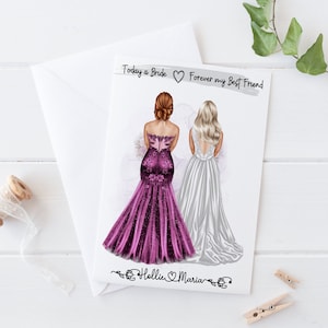 Grande carte personnalisée de joyeux mariage faite main pour meilleur ami/soeur/cousin/meilleur ami/cheveux personnalisés 130