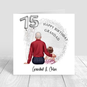 Carte d'anniversaire personnalisée pour homme, carte d'anniversaire grand-père et petite-fille, carte de voeux, joyeux anniversaire 50e 60e 70e 1336
