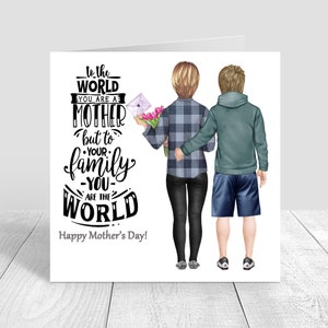 Tarjeta personalizada del Día de la Madre de mamá e hijo hecha a mano Feliz Día de la Madre / Regalos del Día de la Madre / Mamá/Mamá/Madre