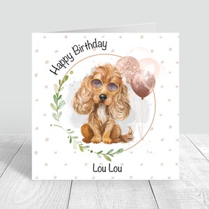 Personalisierte Damen Hund Geburtstagskarte Damen Hunde Geburtstagskarte, Mädchen Hund Grußkarte, Damen alles Gute zum Geburtstag Hundekarte Mops, Dackel, 954