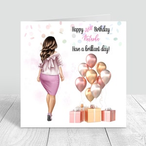 Carte d'anniversaire personnalisée pour femme 18, 21, 25, 28, 30, 40, carte, fait main, anniversaire, petite-fille, fille, nièce, soeur, 372