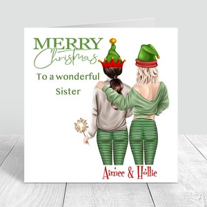 Cartolina di Natale di buon Natale sorella/migliore amica Carta pigiama di Natale personalizzata Sorelle/amici/migliori amiche Regali di Natale 250