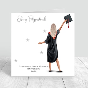 Carte faite main de remise des diplômes pour femme | Personnalisé | Félicitations, cadeaux de remise des diplômes PERSONNALISATION DES CHEVEUX 0042