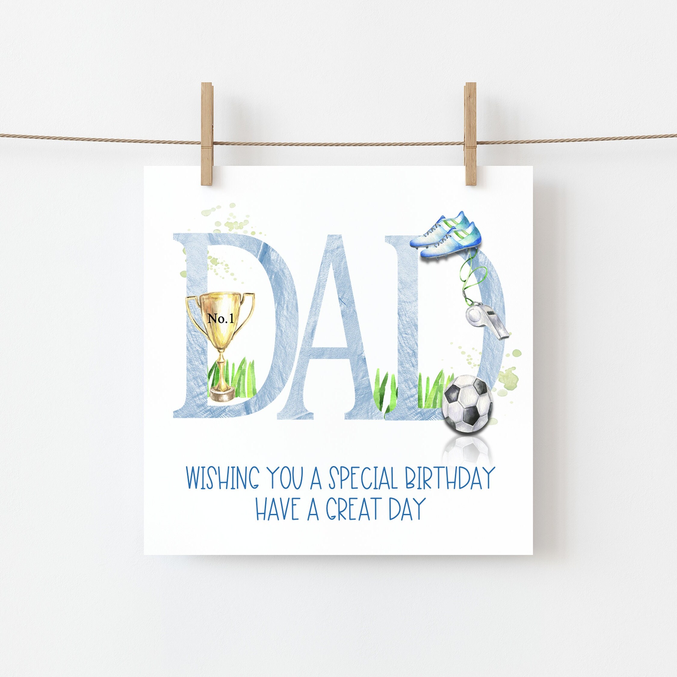 Huxters Biglietti da calcio per i fan dei lupi – Biglietto di auguri di buon compleanno per papà, marito, nonno, figlio – Biglietto di compleanno per