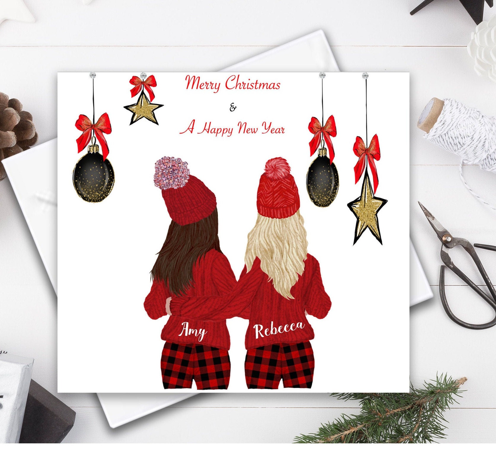Personalised Merry Christmas & a Happy New Year Best Friend - Etsy UK