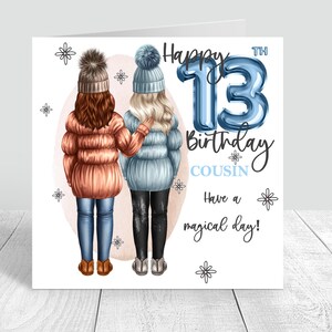 Personalisierte Mädchen Geburtstagskarte 13. Geburtstagskarte Teen Mädchen Geschenke Alles Gute zum Geburtstagkarte Handgemachte Wintermäntel Cousin 344