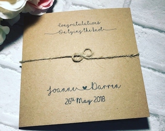 Personalised Congratulations on tying the knot rustic wedding day card for men and women wedding card