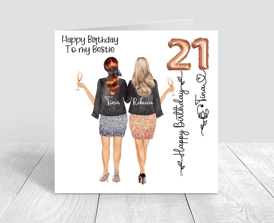 Women's Personalised Best Friend Happy Birthday Handmade Card for Her ...