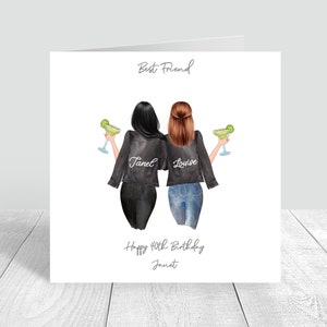 Best Friend Happy Birthday Handmade Card Sister, Bestie, Cousin 18th 21st 25th 30th 35th 40th 50th 60th Personalised image 1