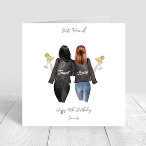 Meilleur ami joyeux anniversaire carte faite main soeur, meilleure amie, cousine 18ème 21ème 25ème 30ème 35ème 40ème 50ème 60ème Personnalisé