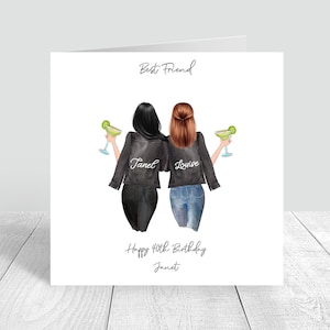 Best Friend Happy Birthday Handmade Card Sister, Bestie, Cousin 18th 21st 25th 30th 35th 40th 50th 60th Personalised image 1