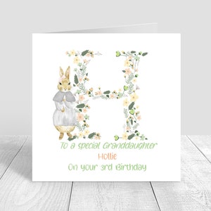 Handmade Card for Girls - A-Z Floral Initial Happy Birthday Card Granddaughter/ Daughter / Niece /1st 2nd 3rd 4th 5th 6th