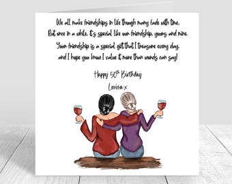 Women's Personalised Best Friend Happy Birthday Handmade Card for Friend| Bestie Special Friend 18th 21st 25th 30th 35th 40th 50th 60th 287