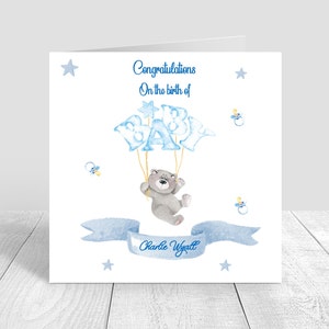Félicitations nouveau-né bébé carte faite à la main personnalisé bébé fille/bébé garçon thème ours mignon