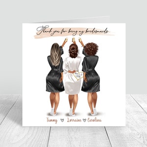 Tarjetas de agradecimiento personalizadas para dama de honor, Dama de honor, Novia del equipo, Pijama de boda de la tribu de la novia, Tarjeta de mujer para batas de boda, Futura novia 1096