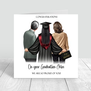 Carte de remise de diplôme fille personnalisée faite main pour elle, bravo, cadeaux de félicitations pour l'obtention du diplôme, robe de diplômé * personnaliser les cheveux * 1212