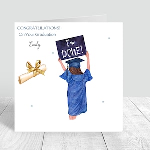 Carte de remise des diplômes faite main et personnalisée Personnalisez les styles et les couleurs de cheveux Carte de remise des diplômes pour femmes