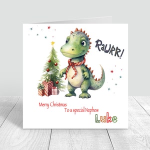 Jungen Dinosaurier Weihnachtskarte handgemachte erste Weihnachtskarte Bruder Sohn Enkel Neffe Babys erste Weihnachtskarte Dino 642